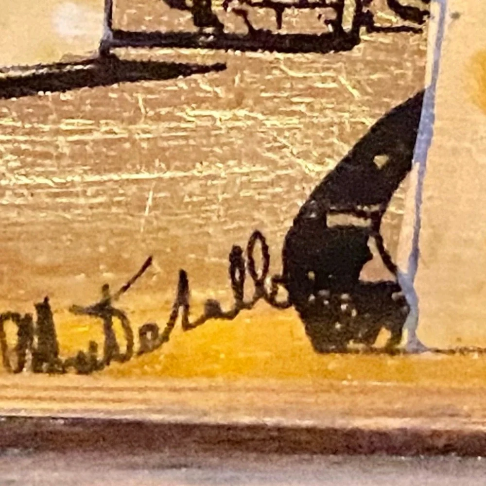 Mini Picture Hand Painted 23 K Gold Leaf Signed Italian Florentine Wall Gallery
